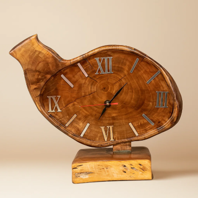 rustic-walnut-wooden-table-clock ساعت رومیزی روستیک چوب گردو